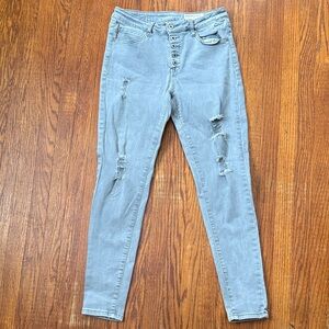 Wishlist Gray Distressed Women Jeans Large